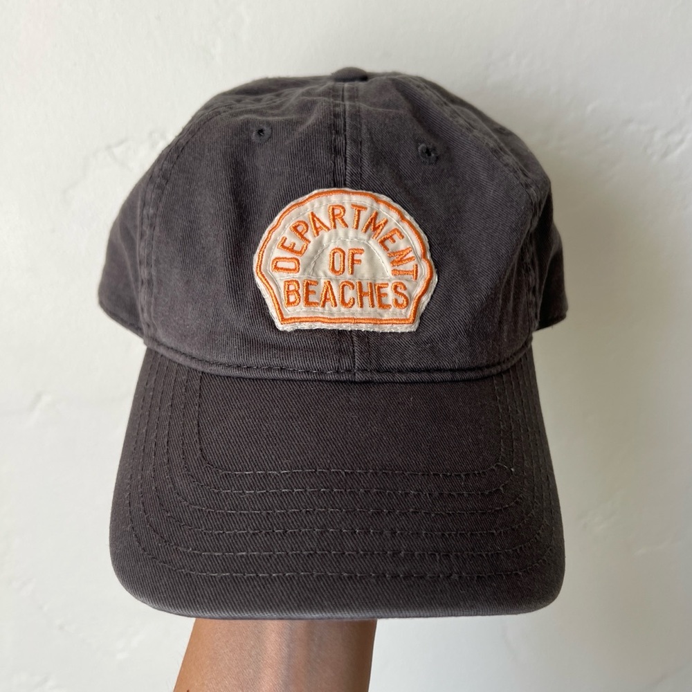 Department of Beaches Grey White Cotton Baseball Cap Dad Hat